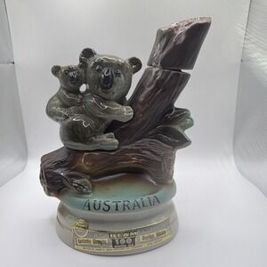 JIM BEAM 1973 Australia Koala Bear and Baby Whiskey Decanter Bottle Empty Rare